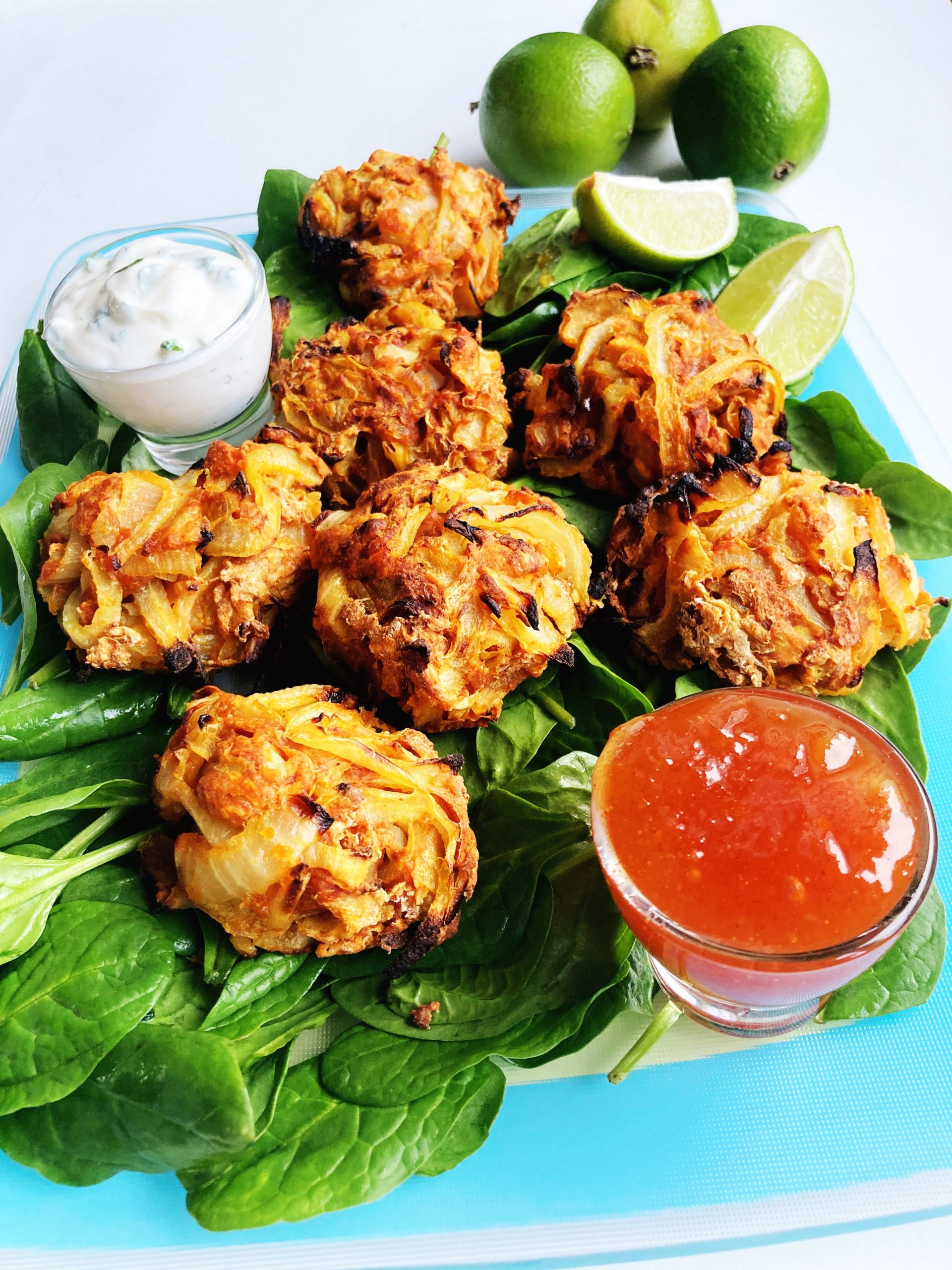 A recipe and how to make healthy baked Onion Bhajis