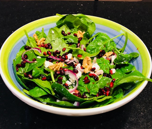 Spinach, feta and pomegranate salad Eating Ideas